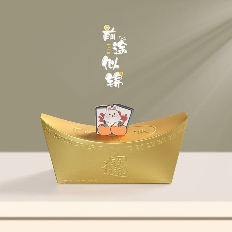春節金元寶招財餅乾糖果盒(6個)-細節圖3