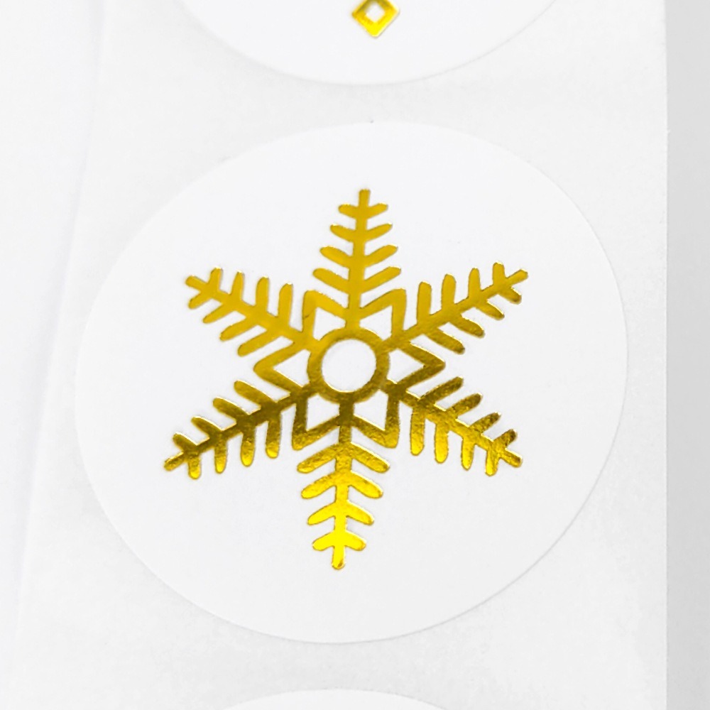 聖誕節燙金雪花亮片圓形貼紙(500貼)-細節圖5