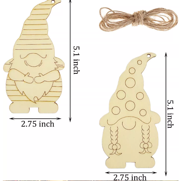 聖誕節戴帽小精靈造型創作木片吊飾(4款)-細節圖5