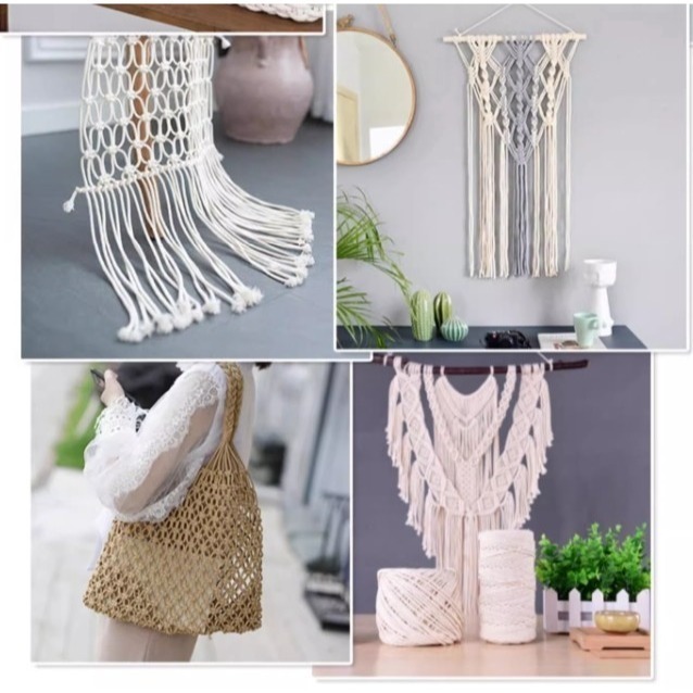 波西米亞手作掛毯編織棉繩吊牌绳白色線材(1~5mm)-細節圖2