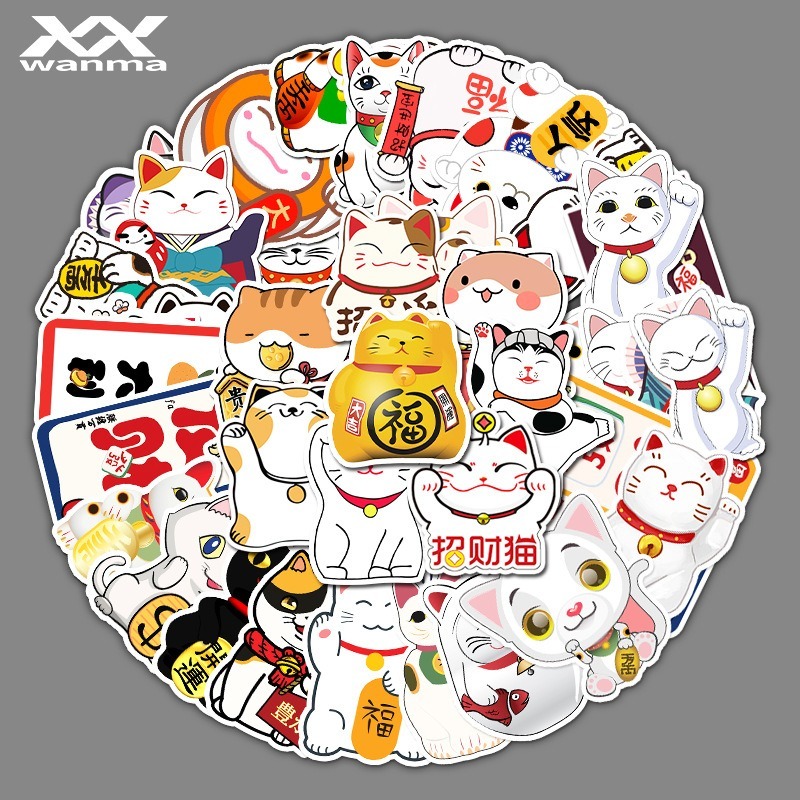 新年春節招財貓主題防水貼紙 #89(50張)-細節圖2