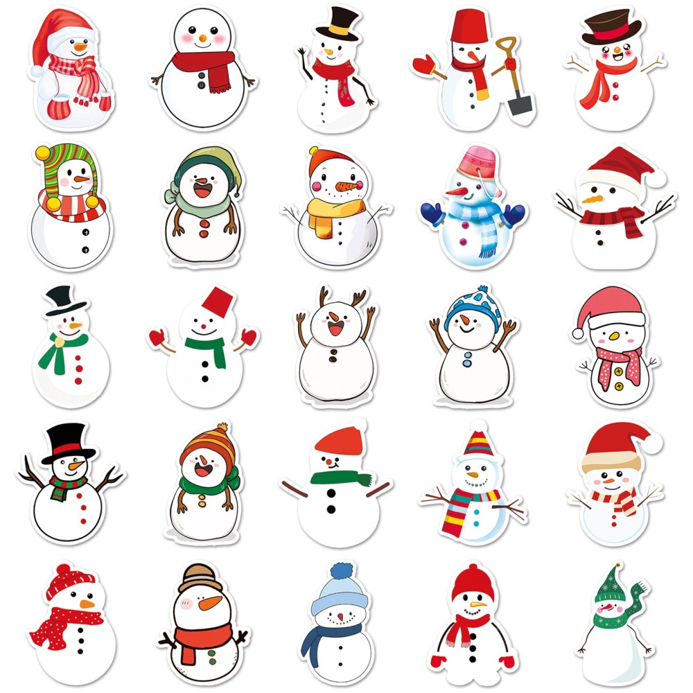 聖誕節雪人主題防水貼紙#686(50張)-細節圖4