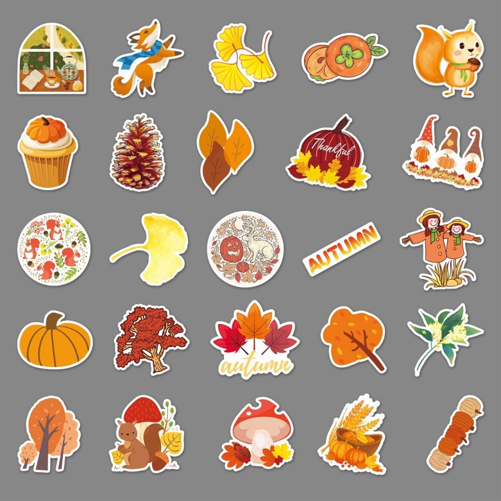 秋天楓葉南瓜防水貼紙#437(50張)-細節圖2
