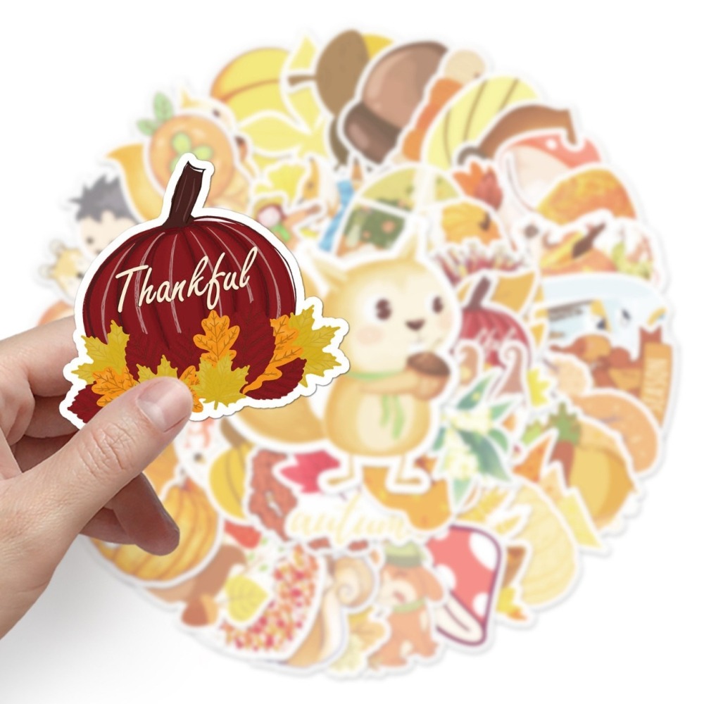 秋天楓葉南瓜防水貼紙#437(50張)-細節圖5