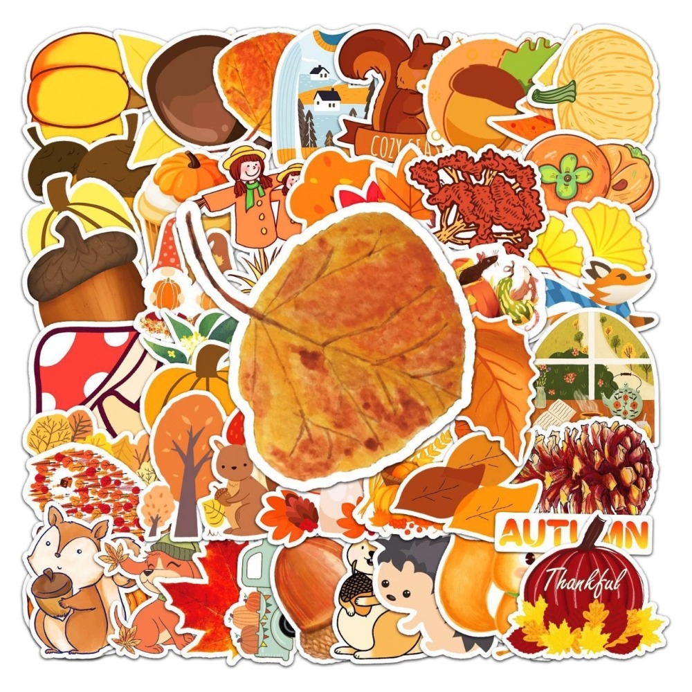 秋天楓葉南瓜防水貼紙#437(50張)-細節圖6