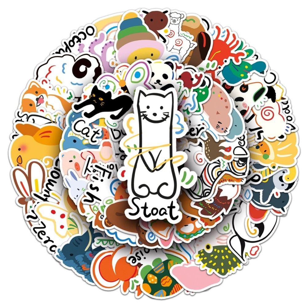 手繪動物圖英文單字防水貼紙 #995(50張)-細節圖2