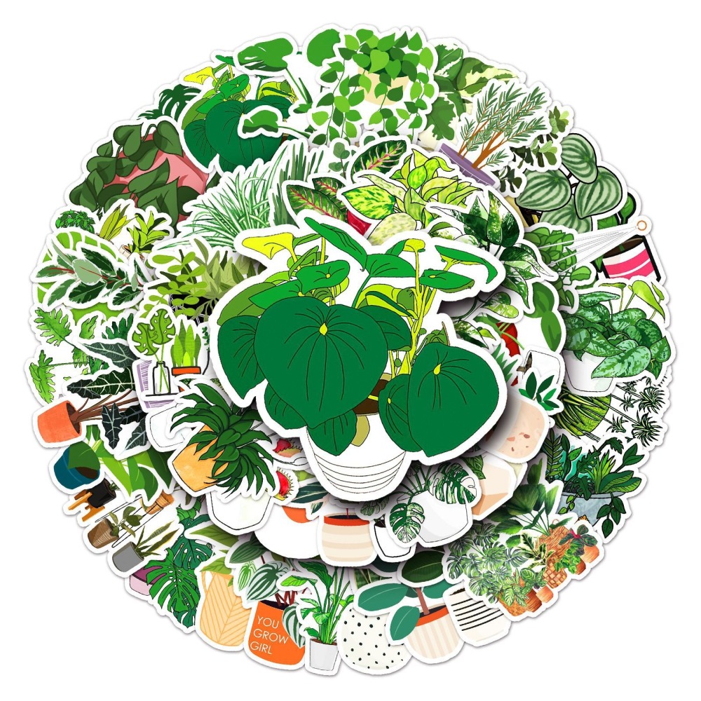 綠色植物防水貼紙 #564(50張)／① 必備基礎材料＿ 貼紙／貼片／黏貼材料-細節圖2