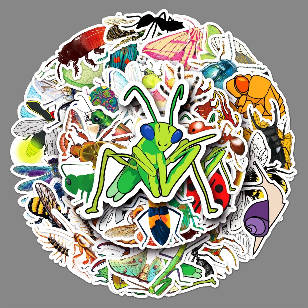 昆蟲甲蟲螢火蟲瓢蟲蝴蝶主題防水貼紙 #572(50張)-細節圖2