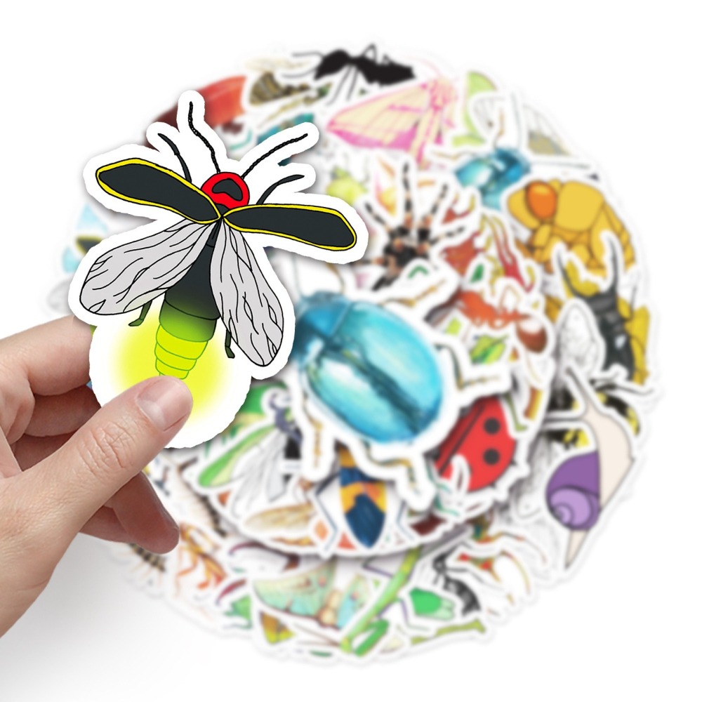 昆蟲甲蟲螢火蟲瓢蟲蝴蝶主題防水貼紙 #572(50張)-細節圖6