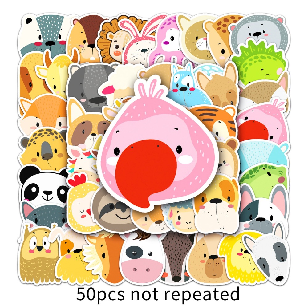 可愛動物大頭照防水貼紙 #494(50張)-細節圖3