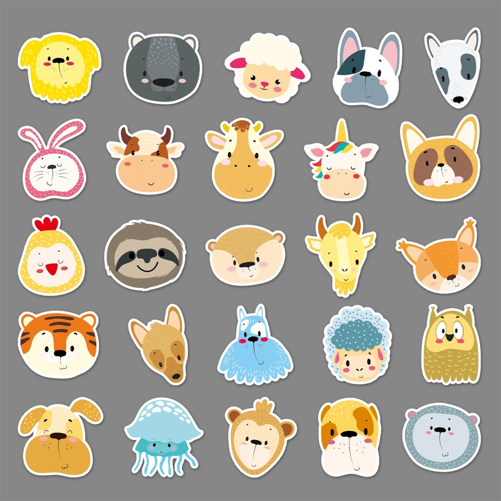 可愛動物大頭照防水貼紙 #494(50張)-細節圖4