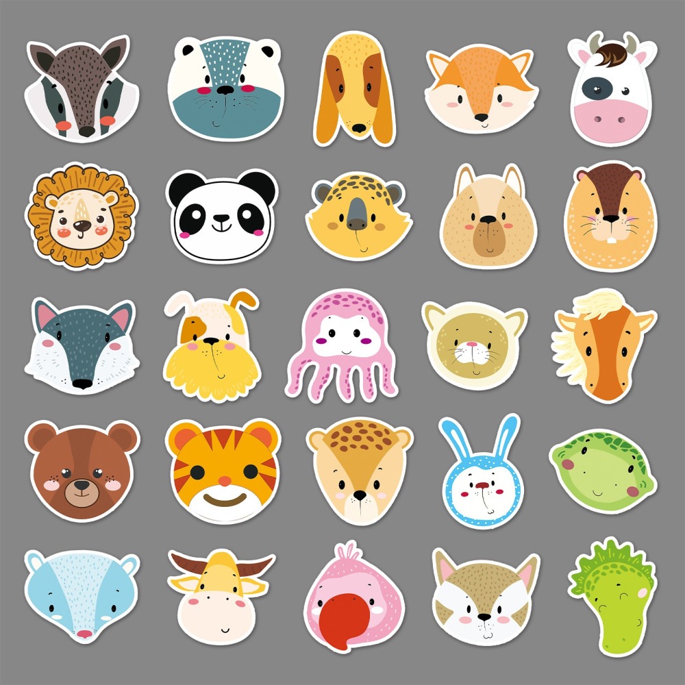 可愛動物大頭照防水貼紙 #494(50張)-細節圖5