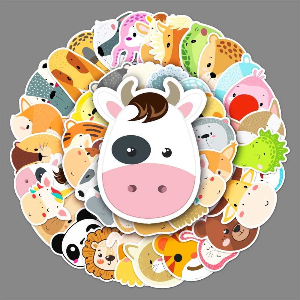 可愛動物大頭照防水貼紙 #494(50張)-細節圖7
