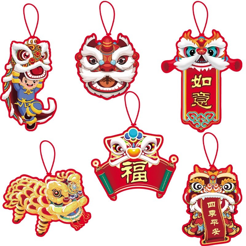 春節新年醒獅吉祥語佈置小吊卡(12卡)-細節圖3