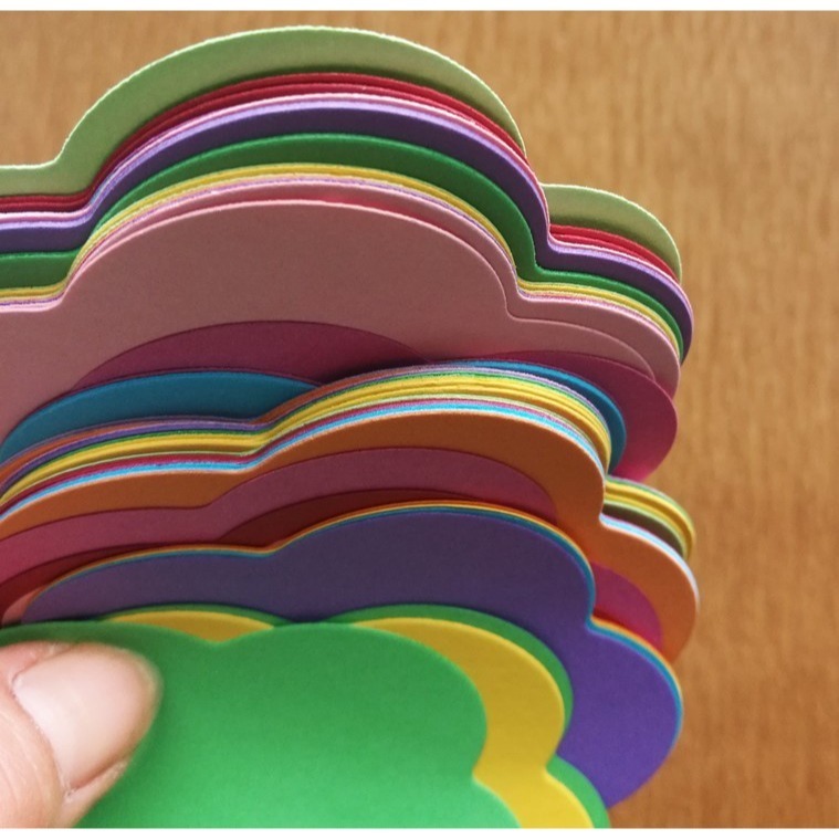 彩色星星/花朵/愛心/圓形厚造型貼片紙卡50色(50張)-細節圖3