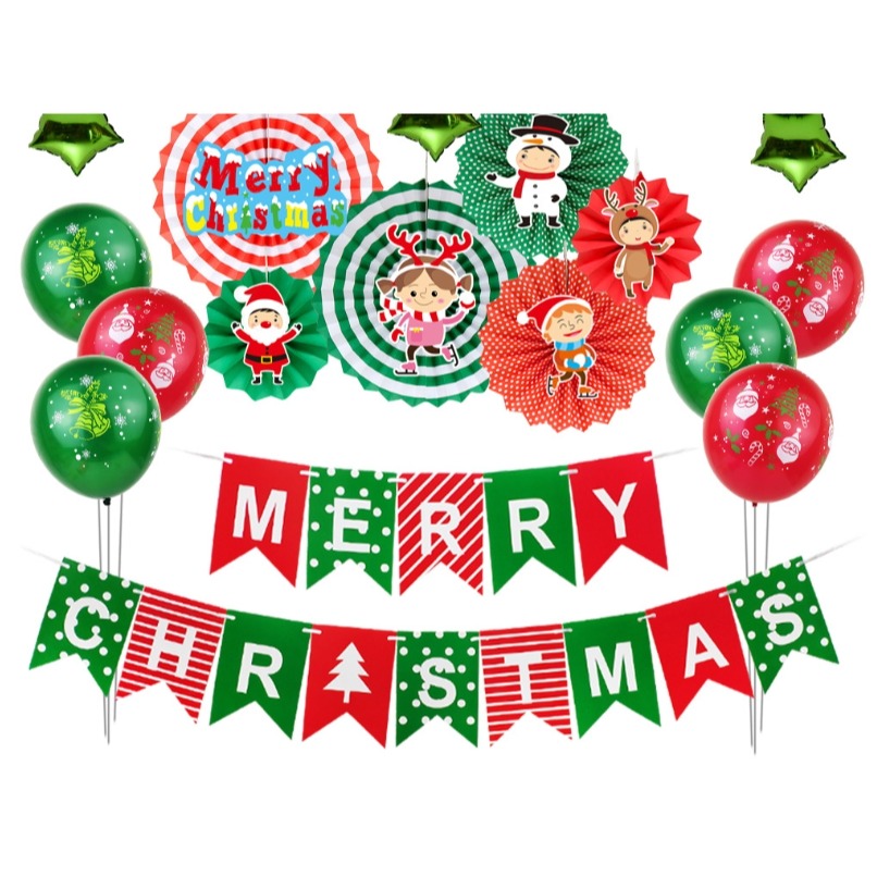 聖誕節紙扇花套裝組合佈置品-細節圖2