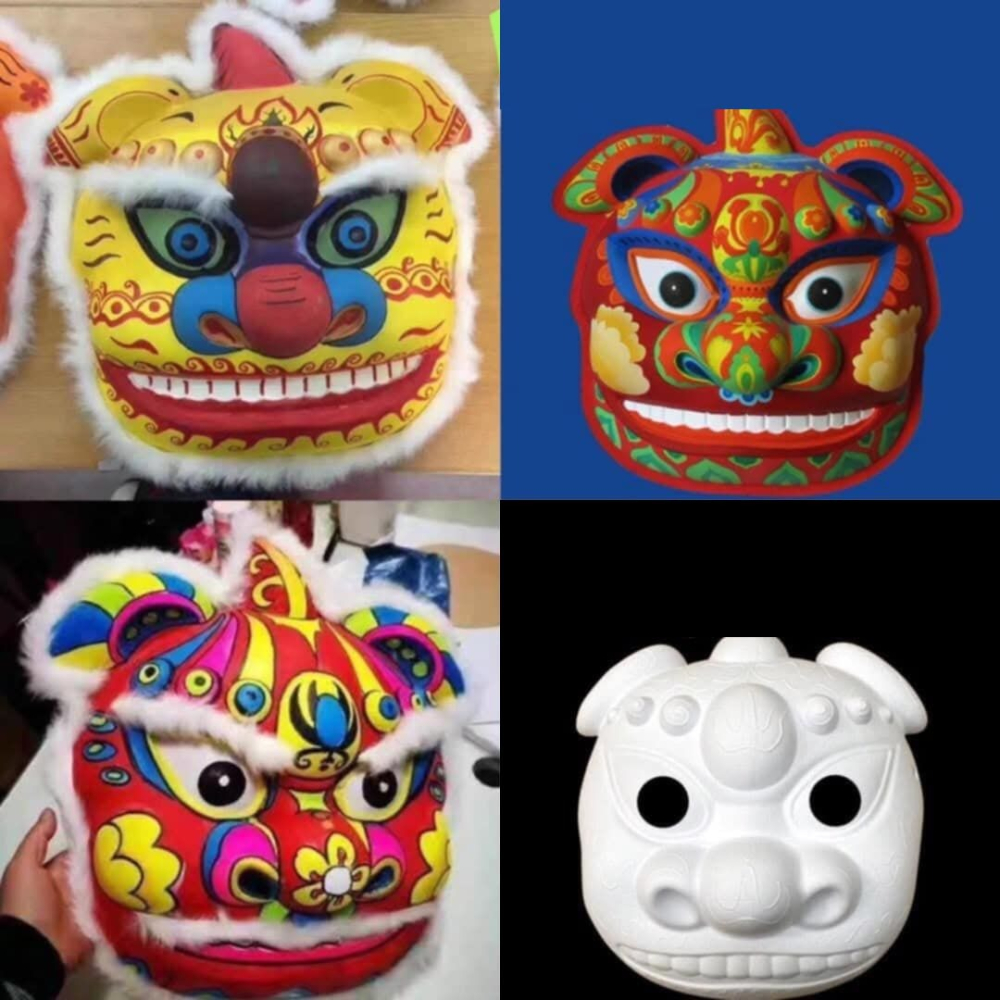 新年春節年獸醒獅紙漿面具-細節圖2