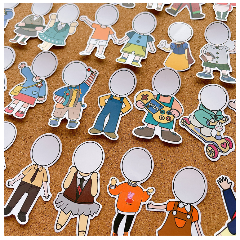 卡通大頭娃娃造型貼紙(65貼)(免運費商品)-細節圖7