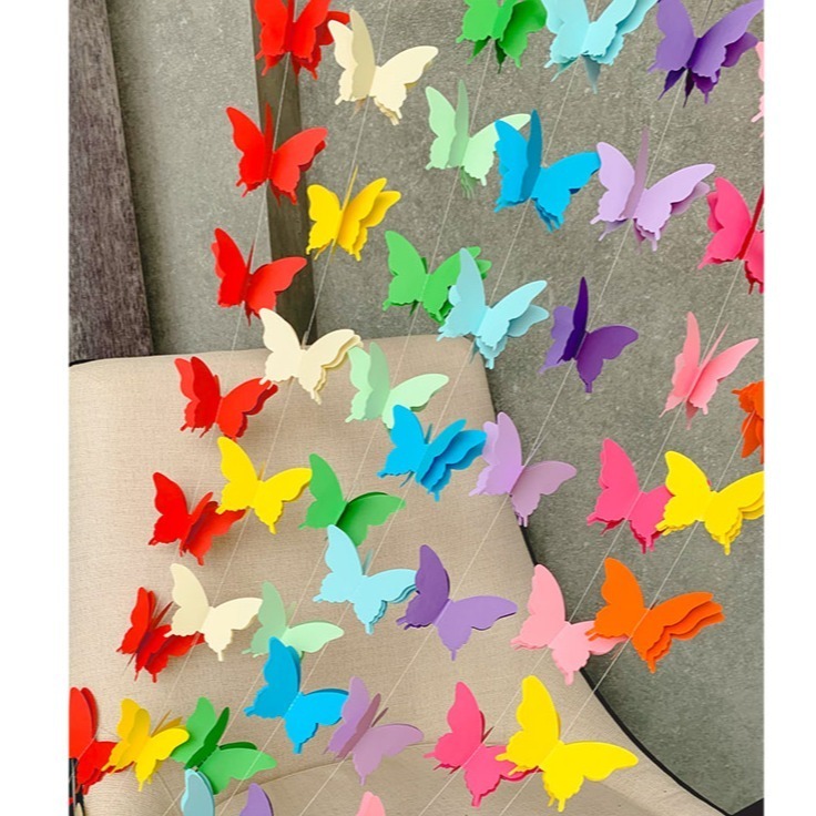 彩色漸層立體蝴蝶拉旗-細節圖2