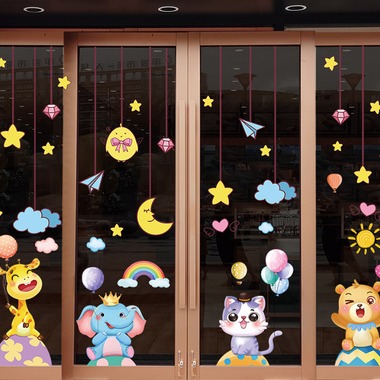 無痕玻璃佈置靜電貼（彩蛋動物星星月亮）-細節圖2
