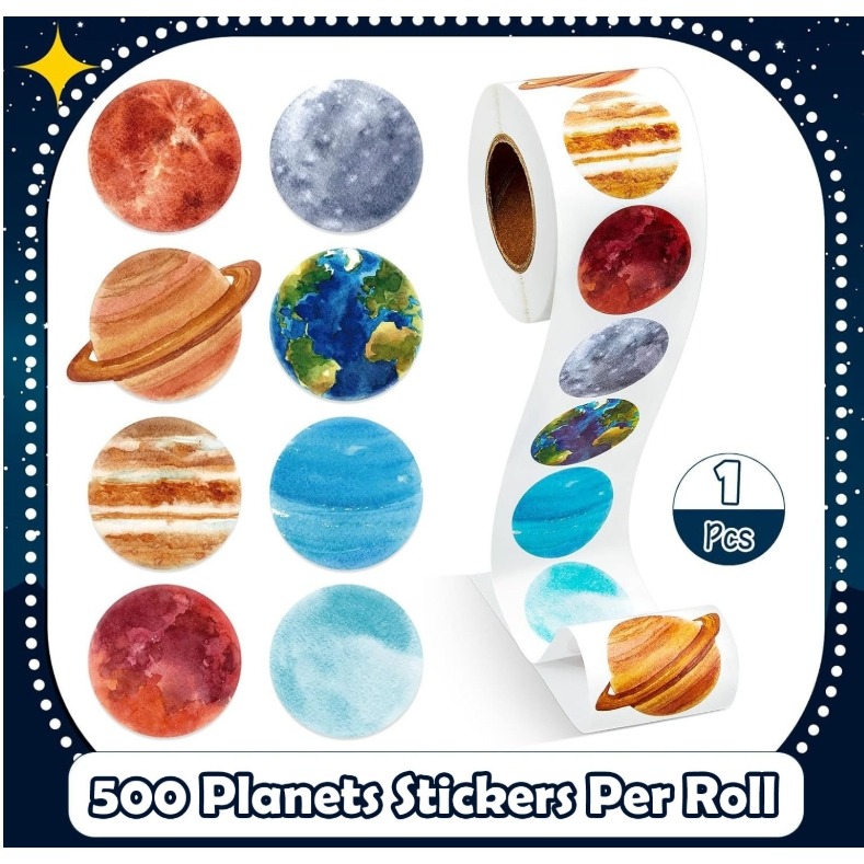 宇宙行星月球星球圓形貼紙(500貼)／① 必備基礎材料＿ 貼紙／貼片／黏貼材料-規格圖3