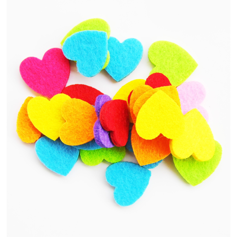 彩色不織布加厚愛心貼片 無背膠(50片)-細節圖2