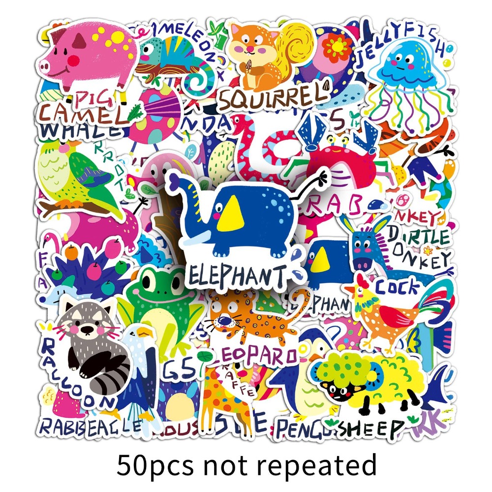 手繪動物英文單字防水貼紙 #975(50張)-規格圖7