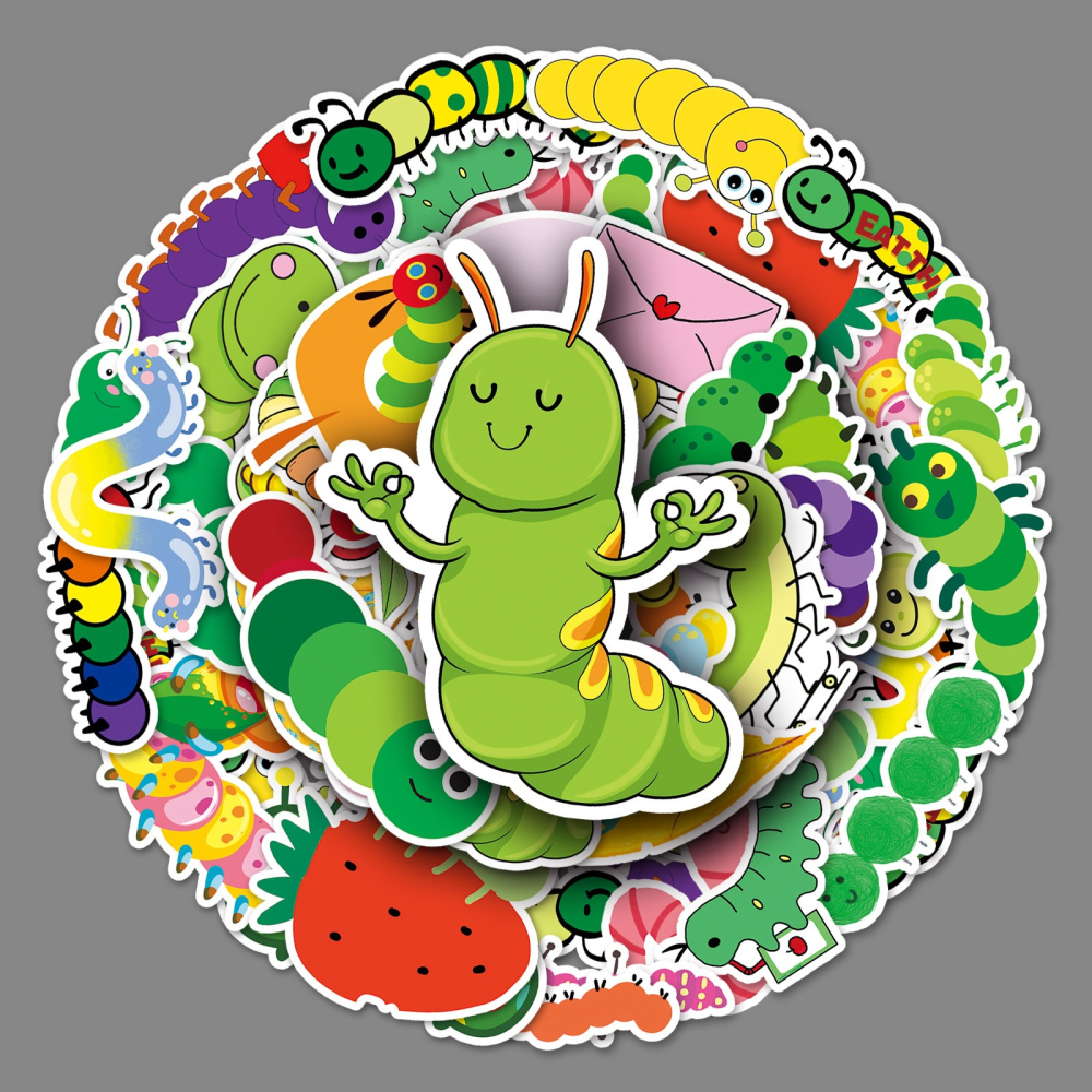 毛毛蟲防水貼紙 #598(50張)-細節圖2