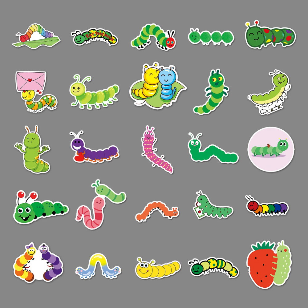 毛毛蟲防水貼紙 #598(50張)-細節圖4