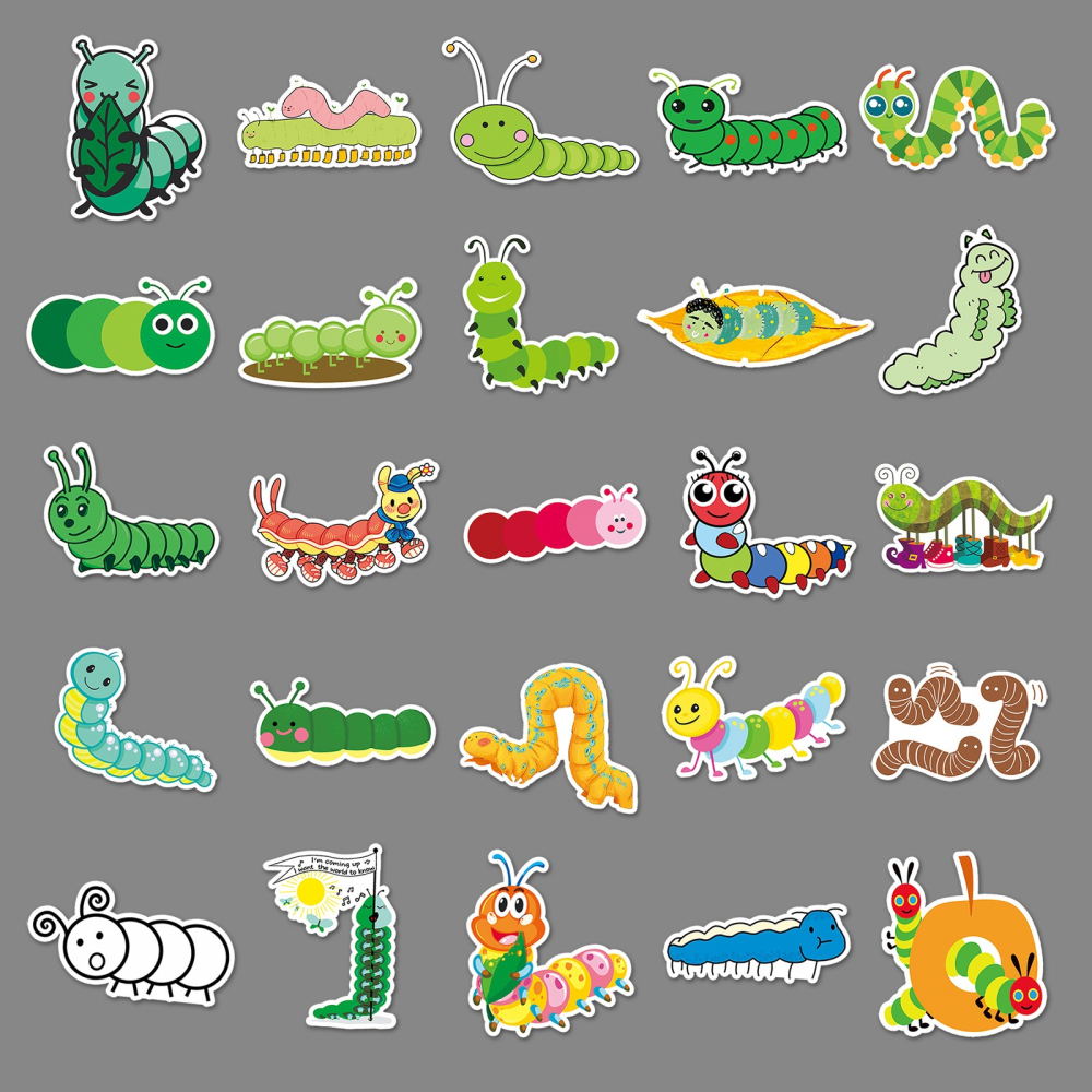 毛毛蟲防水貼紙 #598(50張)-細節圖5