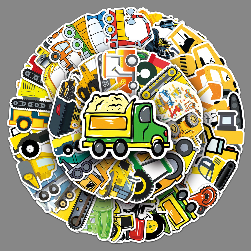 黃色工程車防水貼紙 #424(50張)-細節圖2