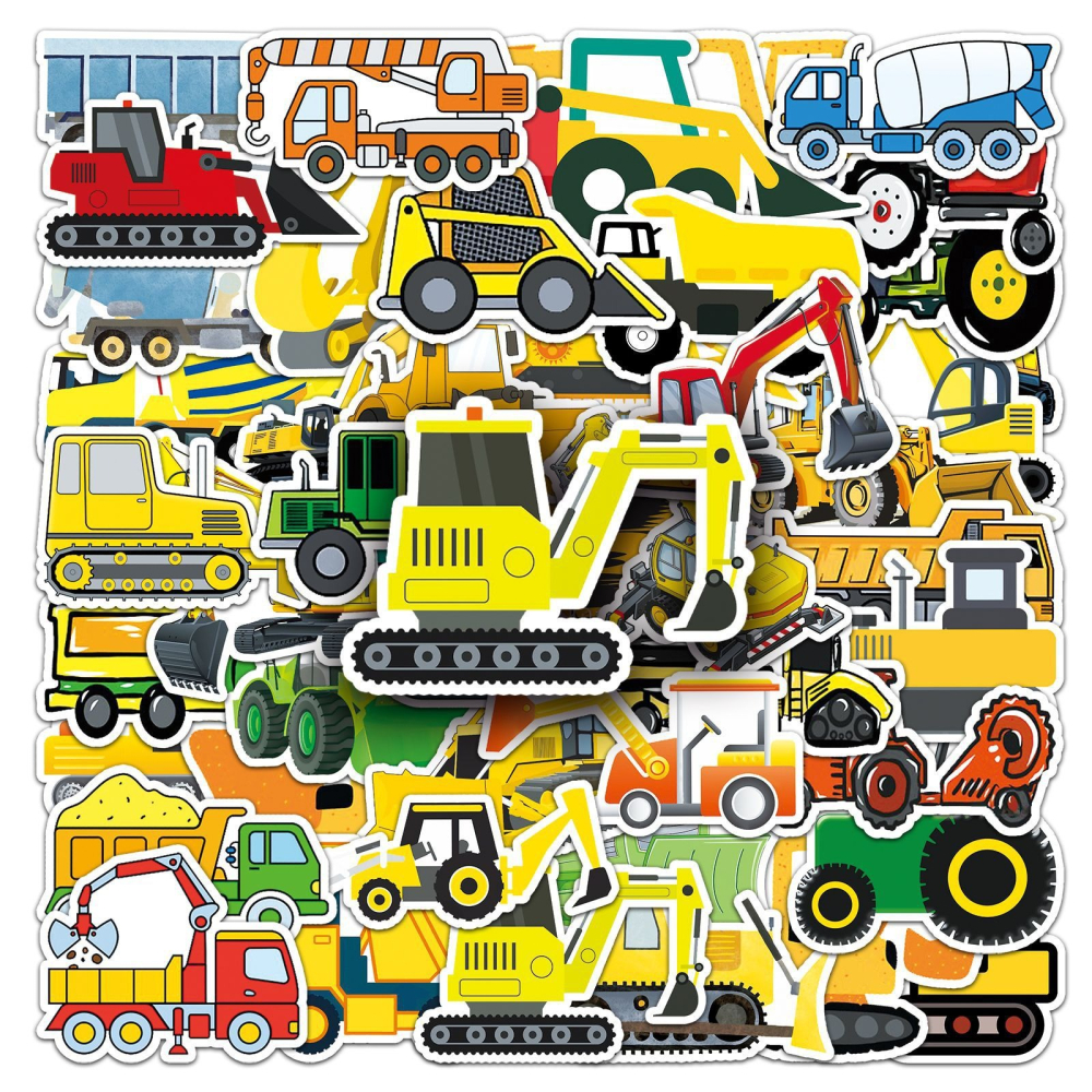 黃色工程車防水貼紙 #424(50張)-細節圖3