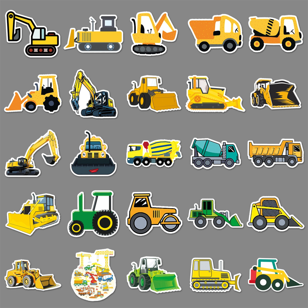 黃色工程車防水貼紙 #424(50張)-細節圖5