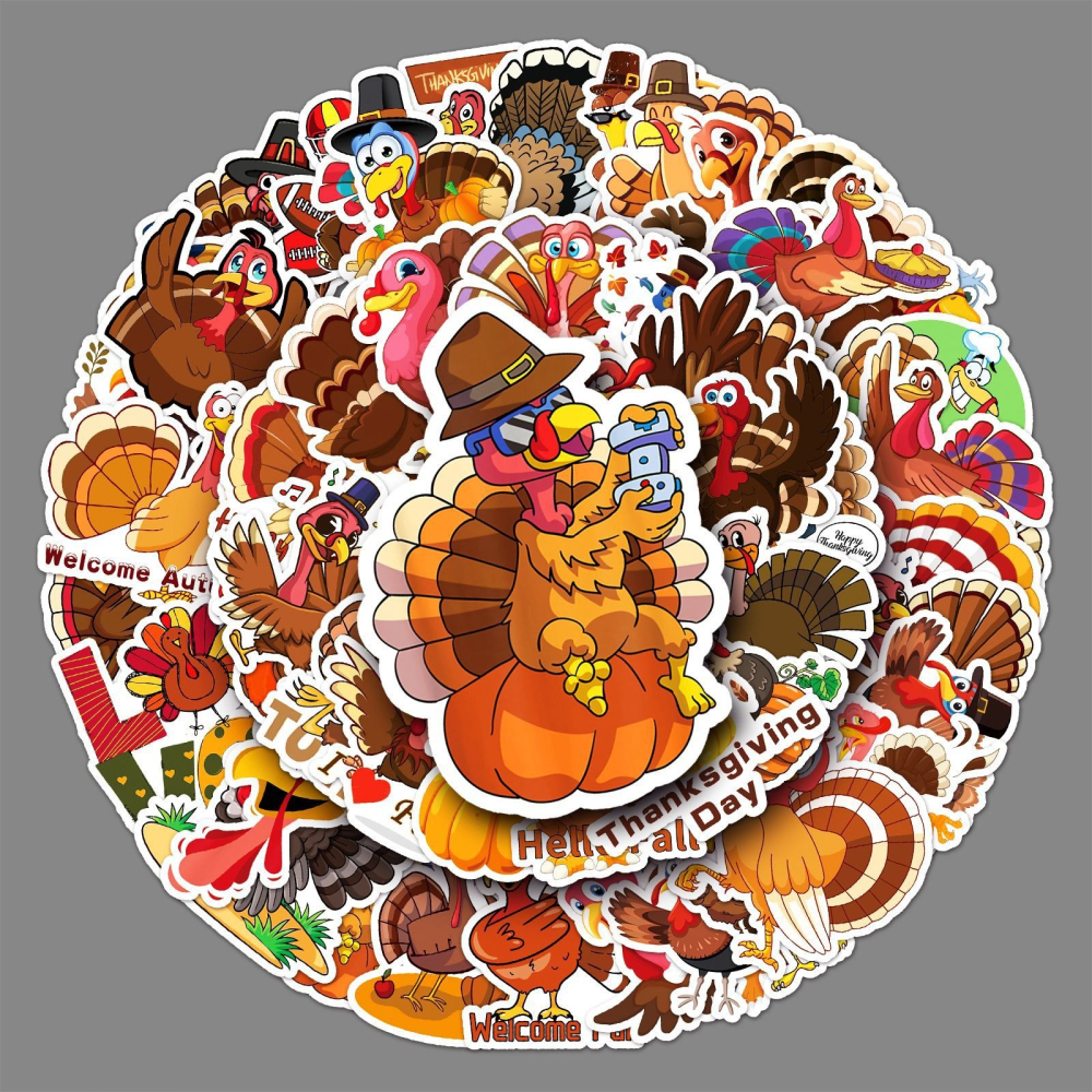 感恩節火雞防水貼紙 #596(50張)-細節圖2
