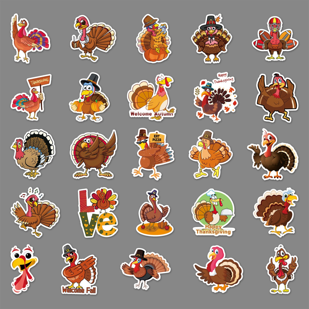 感恩節火雞防水貼紙 #596(50張)-細節圖4