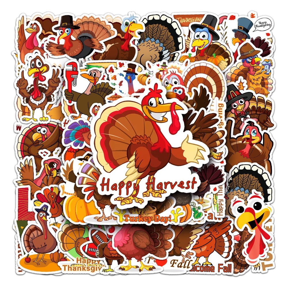 感恩節火雞防水貼紙 #596(50張)-規格圖7