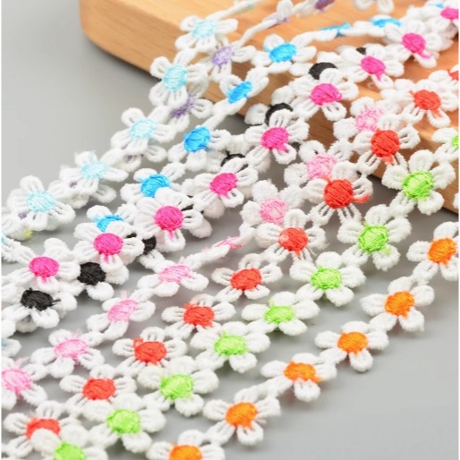 電繡小花朵緞帶(100朵)-規格圖5