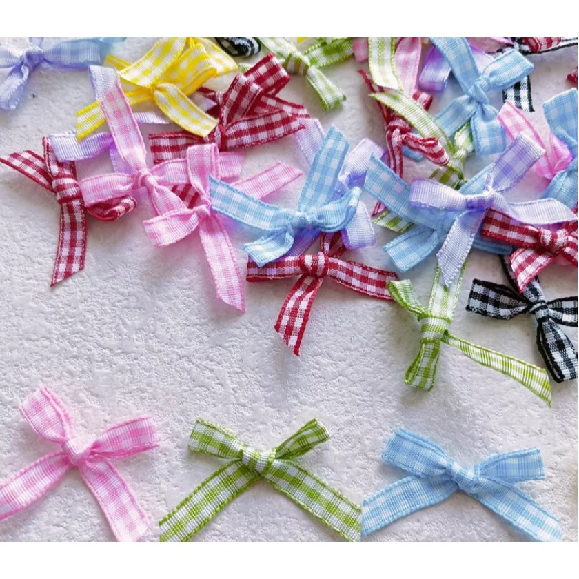 彩色格子蝴蝶結0.6cm (20個)-細節圖2
