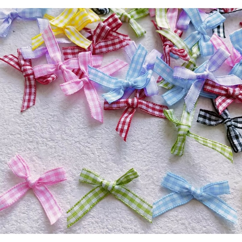 彩色格子蝴蝶結0.6cm (20個)-細節圖3