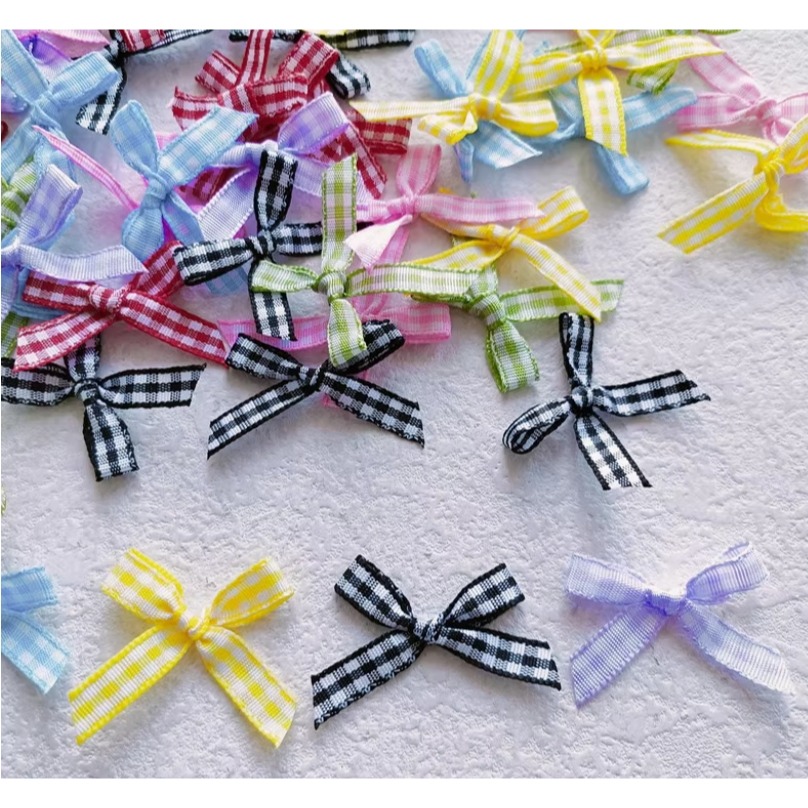 彩色格子蝴蝶結0.6cm (20個)-細節圖4