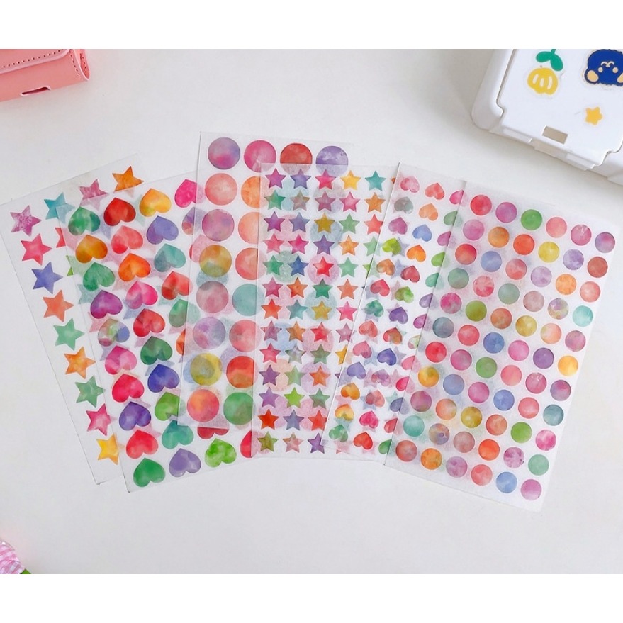 和紙渲染愛心/星星圓形貼紙-細節圖2