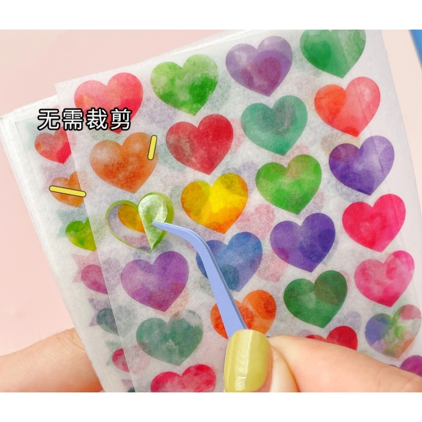 和紙渲染愛心/星星圓形貼紙-細節圖3