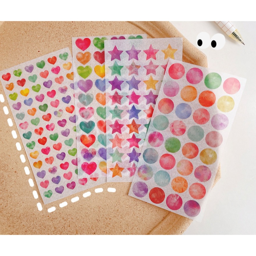 和紙渲染愛心/星星圓形貼紙-細節圖4