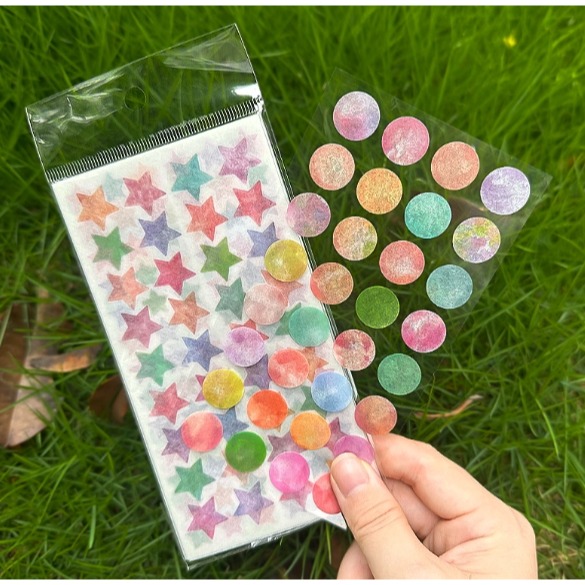 和紙渲染愛心/星星圓形貼紙-細節圖6