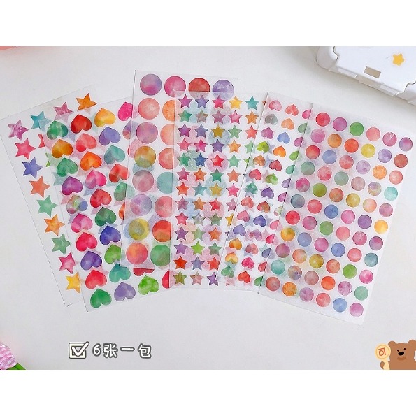 和紙渲染愛心/星星圓形貼紙-細節圖7