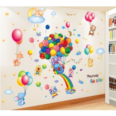 無痕玻璃佈置靜電貼（彩虹大象）-規格圖3