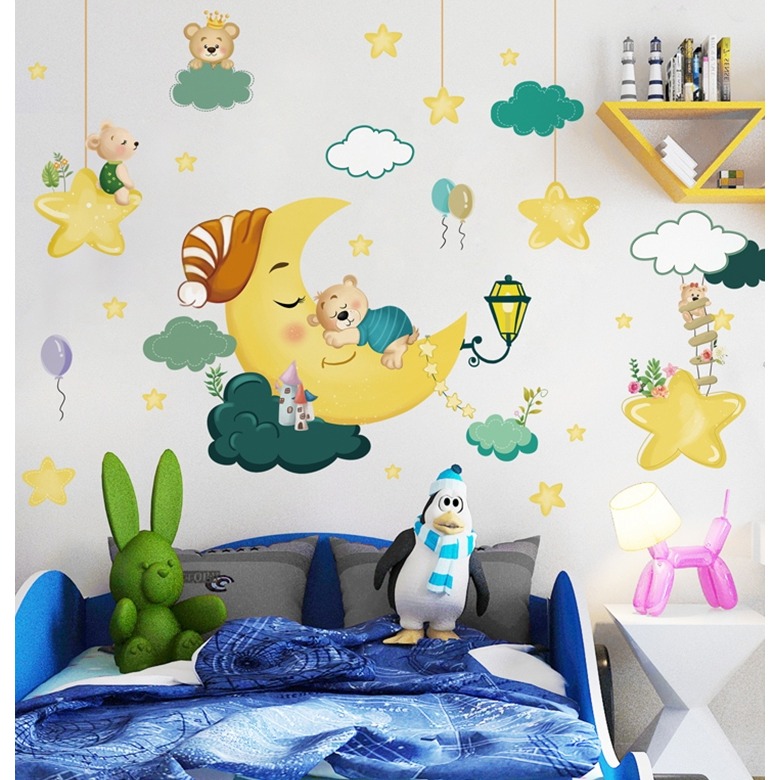 無痕玻璃佈置靜電貼（月亮安眠睡）-細節圖2