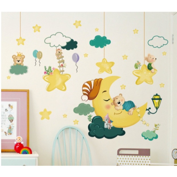 無痕玻璃佈置靜電貼（月亮安眠睡）-細節圖3