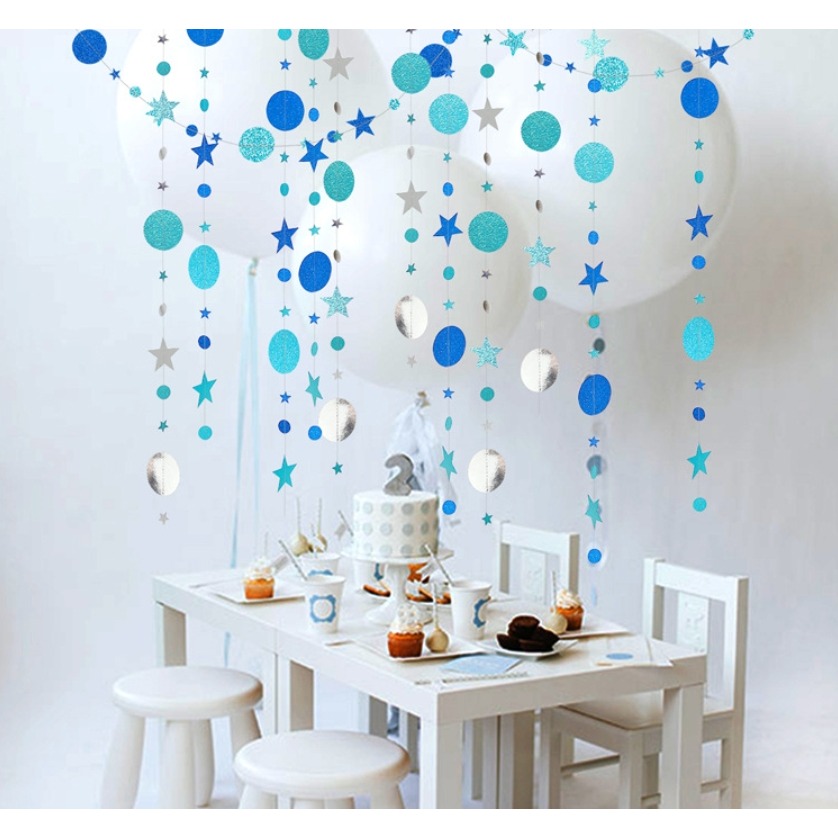 藍色亮粉款圓形星星拉旗(2條)-細節圖3