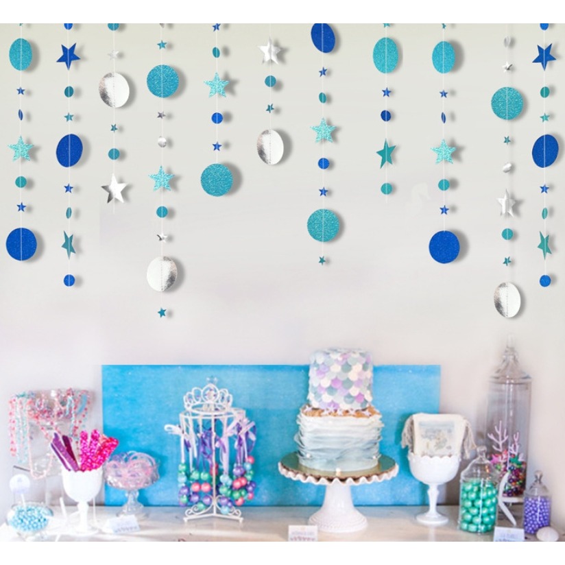 藍色亮粉款圓形星星拉旗(2條)-細節圖4